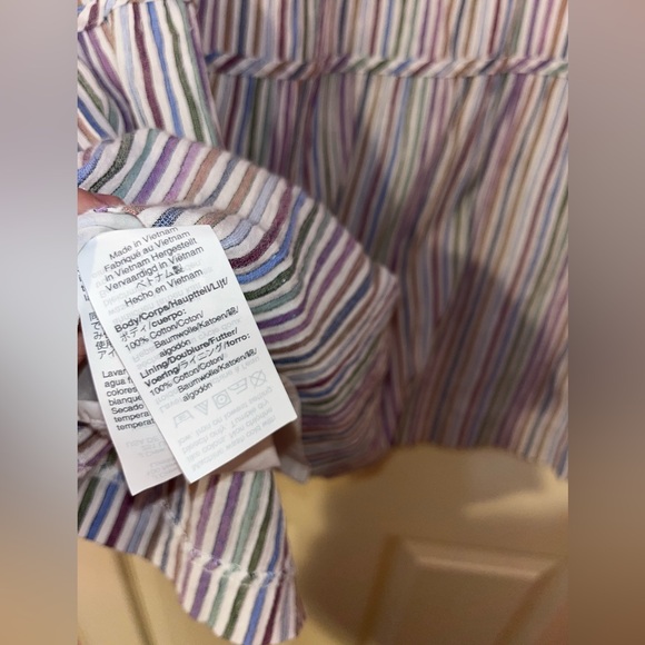 Madewell Women's Rainbow Striped Crewneck Button Front Tiered Mini Dress Size M - Picture 5 of 5